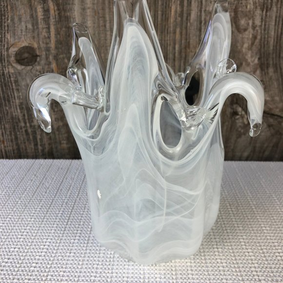 Murano Other - Murano White Tulip vase Candle Holder Art Glass